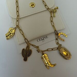 Celine13 Western Luxe Charm Necklace | 18K Gold‎ Plated Good Luck & Cowboy Icons